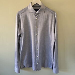 Eton L Quiet Luxury Formal Office Modern Academia Blue Striped Slim Dress Shirt